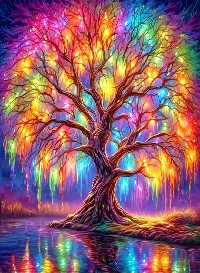 Hudux 5D Diamond Painting Kits for Adult Colourful Tree of Life Diamond Art Kits for Adult Beginners Tree Diamond Painting Full Round Drill Crafts Kit for Home Wall Decor Gift 12x12in - Image 1
